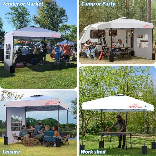 10x10 Outdoor Canopy Ten, Heavy Duty Pop Up Canopy with Removable Sidewalls and Sandbags, White - color: White, size: 10x10