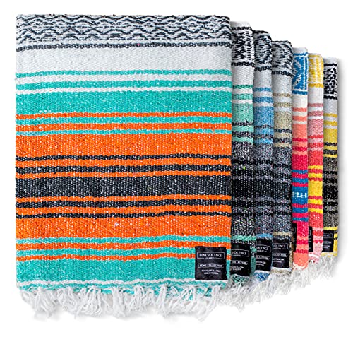 Benevolence LA Authentic Handwoven Mexican Blanket | Yoga Blankets, Outdoor, Picnic, Beach, Camping | Equestrian Saddle | Serape 50x70 inches - Mandarin, Pack of 1 - color: Mandarin