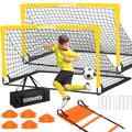 Kids Soccer Goals for Backyard, 2 of 6 x 4 ft Kids Soccer Goal Set Soccer Net with 10 Soccer Cones, Agility Ladder & Carry Bag, Portable Soccer Training Equipment. - color: Yellow