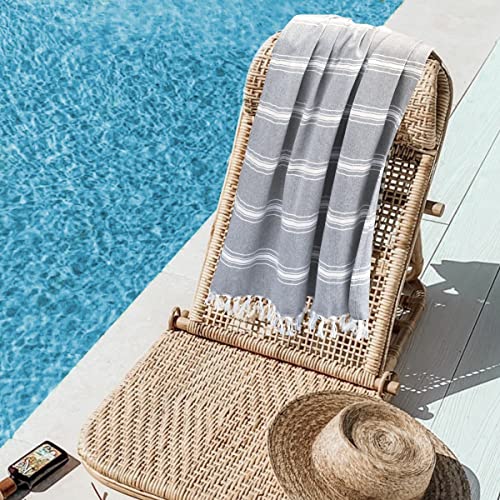 Belizzi Home Turkish Beach Towel -Large Beach Towels Oversized 2 Pack-Soft Durable Compact Lightweight Quick Dry Sand Free Bath Pool Towel Set for Beach Gifts Clearance Vacation Travel - Charcoal Grey - color: Charcoal, size: 2 Pack