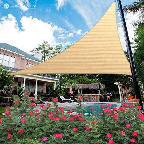 5' x 6' x 8' Beige Sun Shade Sail Triangle Canopy, 95% UV Blockage Awning Shelter Fabric Cloth Screen for Patio Outdoor Backyard - Heavy Duty Commercial Grade (Custom Size - Made in USA) - color: Beige, size: 5' x 6' x 8'