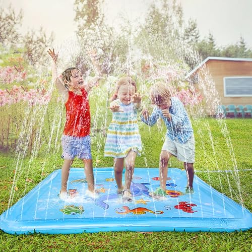Growsland Splash Pad for Toddlers, Outdoor Sprinkler for Kids, 67" Summer Water Toys Inflatable Wading Baby Pool Fun Gifts for 3 4 5 6 7 8 9 Years Old Boy Girl Backyard Garden Lawn Outdoor Games - style: 67''Square