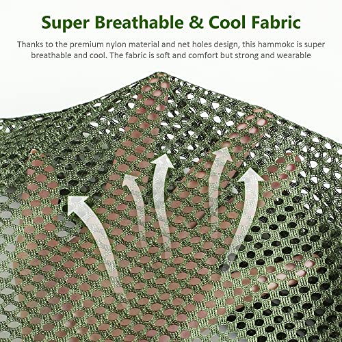 Outerman Camping Hammocks 290 * 150cm(Max 550lb),Breathable Soft Nylon Hammocks with Balance Beam Sturdy Metal Knot Tree Ropes and Travel Bag, Perfect for Outdoor/Indoor Patio Backyard etc. - color: Green