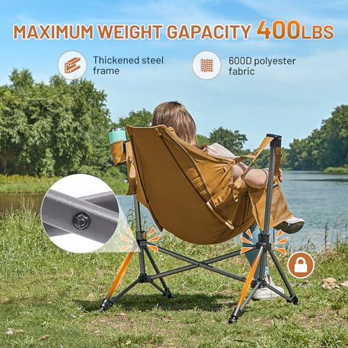 TIMBER RIDGE Hammock Camping Chair, Oversized Swinging Hammock Chair with Adjustable Back and Seat for Outdoor Lawn, Sports, Supports 400lbs, Orange - color: Orange