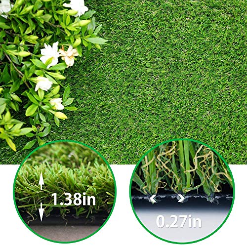 Goasis Lawn Artificial Grass Turf Area Rug - Grass Height: 1.38" - Size: 1FTX25FT - Perfect Color/Sizing for Any Indoor/Outdoor Uses and Decorations - size: 1x25 Ft