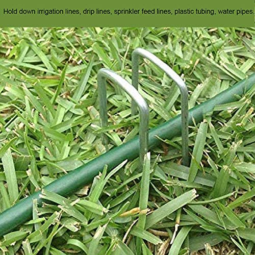 AAGUT Garden Stakes Pins, Landscape Staples 200 Pack 6 Inch 11-Gauge Galvanized Lawn Stake for Dog Fence, Weed Barrier Fabric, Ground Cover, Irrigation Tubing Soaker Hose, Chicken Wire - color: Silver, size: 6'' x 200Pcs-11Ga