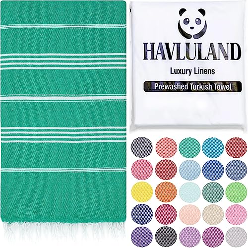 HAVLULAND Turkish Beach Towels Oversized, 40"x72", Absorbent Quick Drying 100% Cotton Sand Free Beach Towels, Turkish Towels for Pool, Sauna, Bath, Travel, Camping, Picnic Blanket - Green - color: Green