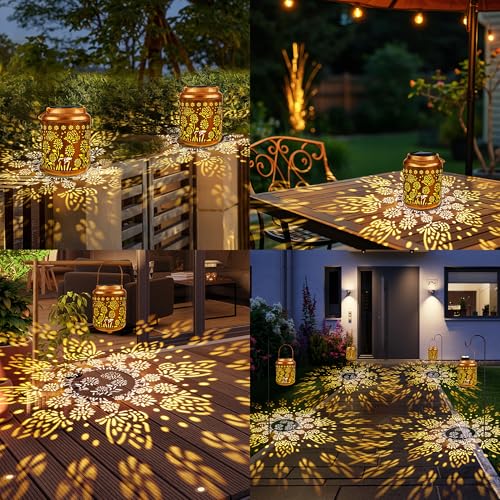 Brizled Butterfly Solar Lantern Lights 2 Pack, Warm White Christmas/Birthday Gift for Women Mom Grandma, Waterproof Hanging Solar Butterfly Lights, LED Lanterns for Garden Patio Path Tabletop Decor - size: 2 Pack, style: Butterfly-W