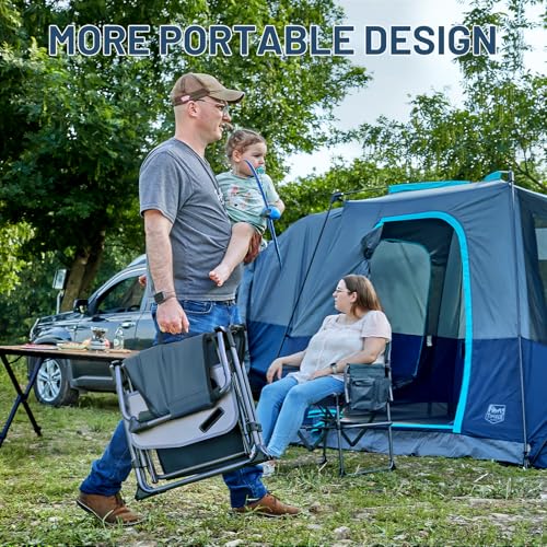 Timber Ridge 2 Pack Aluminum Camping Directors Chair with Side Table Pocket, Portable Folding Heavy Duty Lawn Chair for Fishing Trip Picnic Concert Outdoor 400lbs, Blue - color: Blue-2 Set