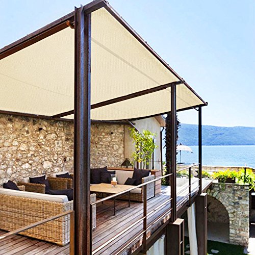 E&K Sunrise 12' x 2' Sun Shade Fabric Roll Outdoor Sun Shade Cloth Pergola Cover for Backyard Garden Patio Deck Greenhouse (Beige)