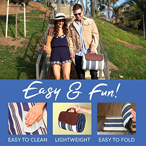 scuddles Extra Large Picnic Blanket – 60" x 60" Waterproof Outdoor Mat with Soft Dual-Layer Comfort, Foldable Travel Rug for Beach, Camping, Lawn, Parks & Family Picnics - color: Tan