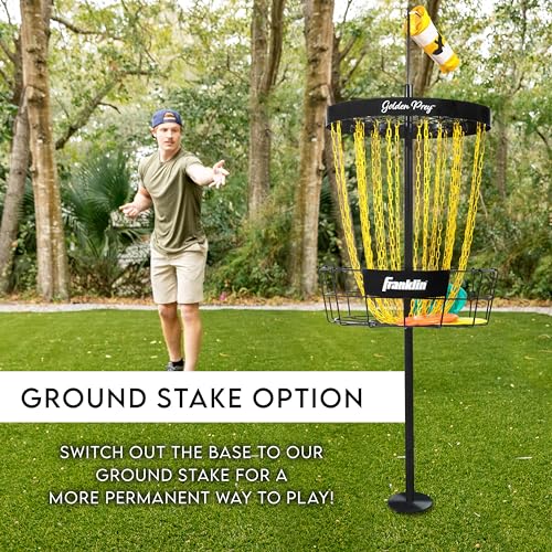 Franklin Sports Disc Golf Baskets - Portable Disc Golf Target with Chains Included - Disc Golf Basket Stand Equipment for Hole + Course Creation - style: Championship Steel Chain