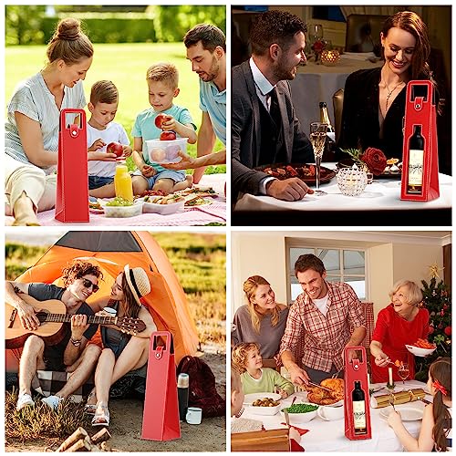 RYDDOY Wine Gift Bag, Reusable Leather Wine Tote Carrier, Single Bottle Champagne Beer Gift Bags Carrier for Birthday, Wedding, Picnic Party, Christmas festival Gifts (Red) - color: A-Red-16.1×3.5×3.5