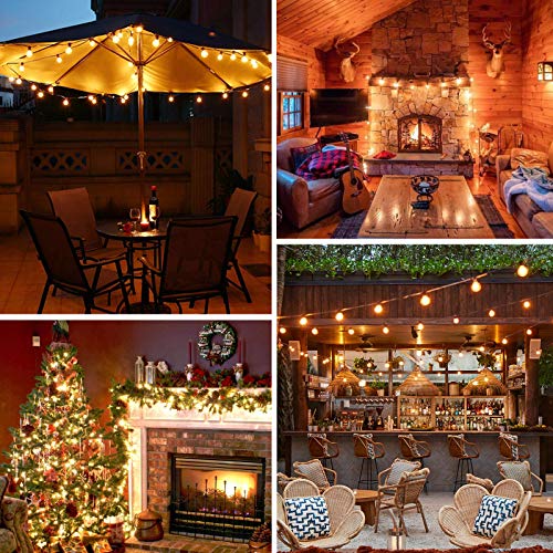 Bosceos 100FT 104 Bulbs G40 LED Globe String Lights, Dimmable Waterproof Shatterproof Patio Lights, Connectable Commercial Hanging Light for Patio House Backyard Balcony Party Bistro - color: Black, size: 100FT-100 Sockets-Warm White