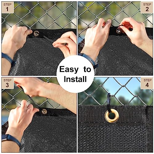 UPGRADE Fence Privacy Screen 4' x 25' Fence Commercial Shade Cover with Brass Grommets Heavy Duty Perfect for Outdoor Back Yard-Dark Grey, Customizable - color: Dark Gray, size: 0 4' x 2 5'
