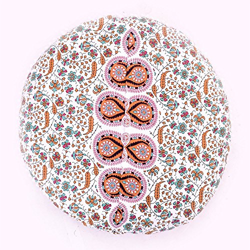 32" Peacock Mandala Bohemian Yoga Meditation Floor Pillow Cover Comfortable Home Car Bed Sofa Cushion Couch Seating Large Zipped Throw (32 inches, White Multi) - color: White Multi