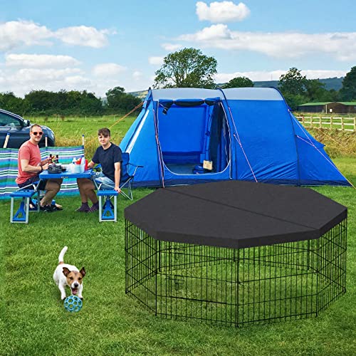 Artmalle Puppy Pet Playpen 8 Panel 24 Inch Indoor Outdoor Metal Portable Folding Animal Exercise Dog Fence Ideal for Pet Animals Dog Cat Rabbit Breed Puppy with Bottom Pad (Black with Bottom pad) - style: 24'' x 24'' with Bottom cover