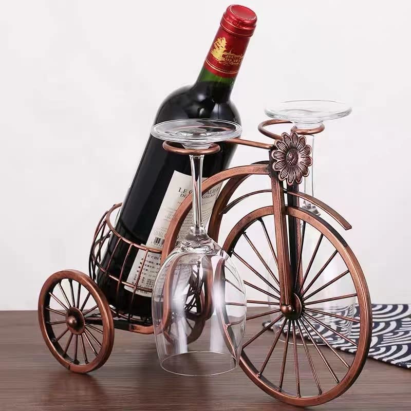 Single Bike Wine Bottle Holder with Glass holer - size: Large
