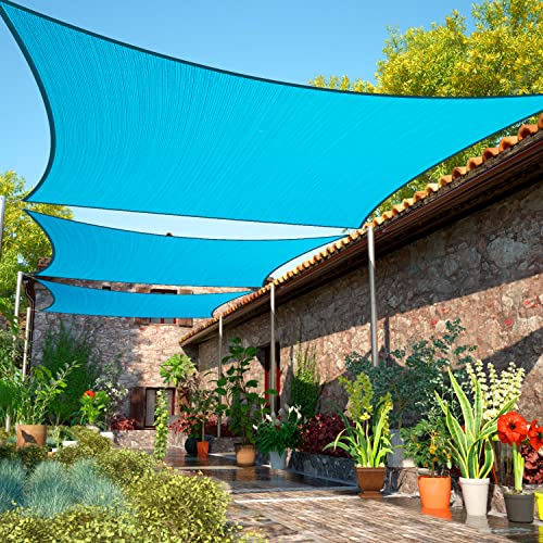 ShadeMart 8' x 10' Turquoise Sun Shade Sail Rectangle Canopy Fabric Cloth Screen SMSL, Water and Air Permeable & UV Resistant, Heavy Duty, Carport Patio Outdoor - (We Customize Size) - color: Turquoise, size: 0 8' x 1 0'