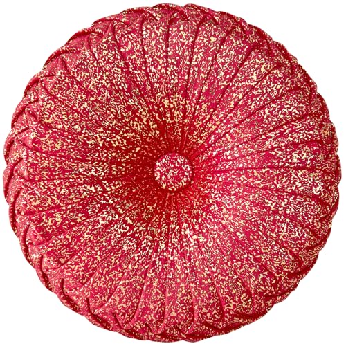 EUCIOR Round Throw Pillows,Pumpkin Pleated Handmade Throw Pillows,Red Throw Pillow Decorative Pillows for Home Decor Bedroom Living Room Couch Bed Sofa (Red) - color: Golden-red