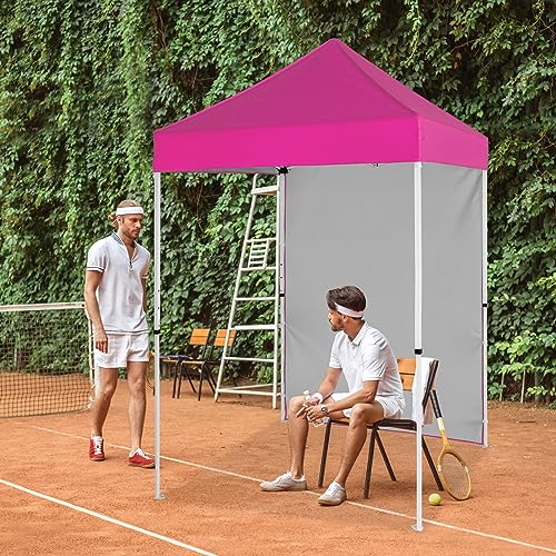 EAGLE PEAK Pop up Canopy 5x5, Outdoor Portable Canopy Tent with One Removable Sunwall, Carry Bag Included, Pink - color: Pink