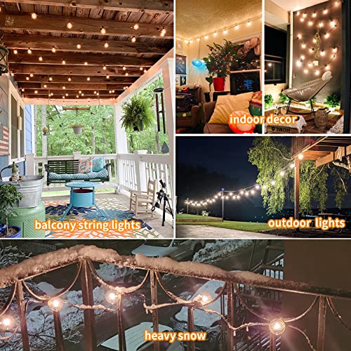 LED Outdoor String Lights 60FT, Shatterproof Patio Hanging Lights Outside, Dimmable G40 Bulbs Waterproof Heavy-Duty Commercial Strand Decor for Bistro Café Party Wedding Porch Backyard - color: Black Wire, size: G40 60FT