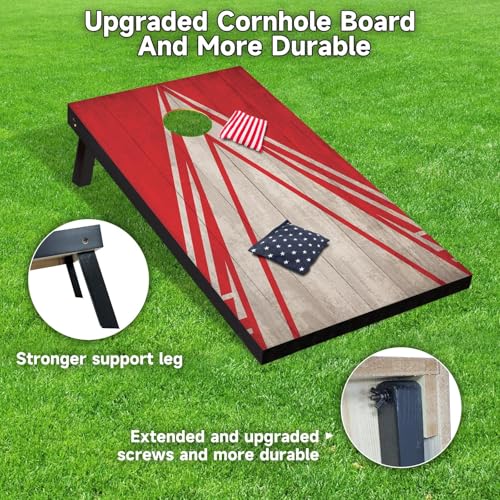 Cornhole Board Set 4x2 Regulation Size Cornhole Set with Carrying Bags & 8 Bean Bags Corn Hole Boards Bean Toss Game for Adults Family Outdoor Lawn Outside Backyard Games - color: Twill Pattern, size: 4*2FT