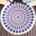 Benefeet Sox Beach Towel Large Round Mandala Pool Towels Tassels Microfiber Quick Dry Beach Blanket Throw Bohemian Roundie Swim Pool Circle Towel, 59 Inches - color: Multi Mandala, Purple Blue White
