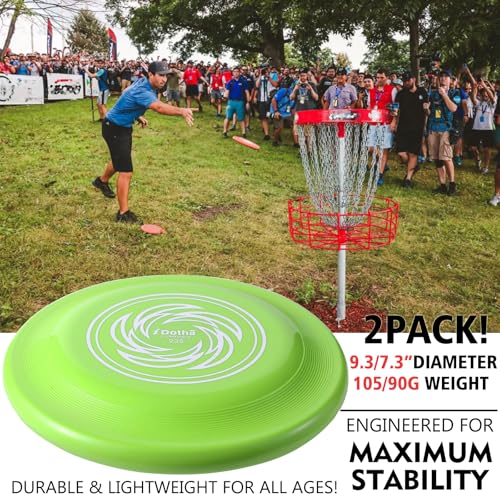 Sports Flying Disc, 2 Pack Compeition Flying Discs, Lightweight Durable Flying Disc Toys for Backyard Beach Lawn Park Outdoor Games, 105 Gram 9.3 Inch & 90 Gram 7.3 Inch. - color: Green & Orange