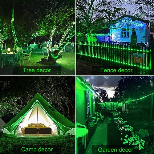 JMEXSUSS Green Halloween Solar Lights, 66 ft 200 LED Rope Lights Outdoor Waterproof, PVC Tube Green Christmas String Lights for Halloween Party Tree Fence Christmas - color: Green, size: 200 LED