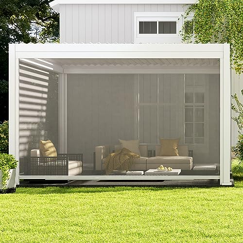 Mirador Accessory - 13Ft Side Adjustable Pull Down Screen for Mirador pergola 111S Series, Enhance Outdoor Living Space with Pull-Down Sun Shade, Wind Block, UV Resistant, White, not pergola - color: White, size: 13Ft Side(for 111 series)