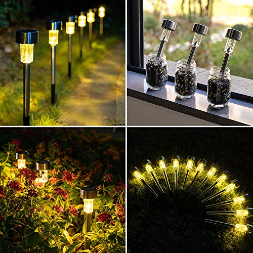 GIGALUMI Solar Pathway Lights, Stainless Steel IP44 Waterproof Auto On/Off Outdoor LED Solar Landscape Lights for Garden, Yard, Patio, Path and Walkway(12 Pack, Warm White) - color: Warm White, size: 12 PACK