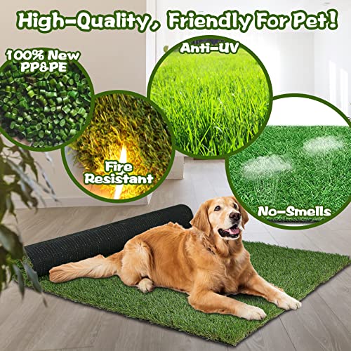 XLX TURF Artificial Grass Mat 48" x 32", Durable Dogs Fake Grass for Pets Potty Training, Artificial Turf Grass Rug for Patio Outdoor Indoor Decor - size: 2'8" x 4' (Rectangular)