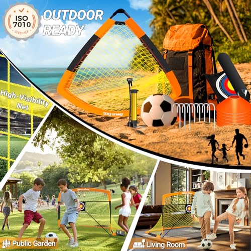 Dimples Excel Soccer Goals Kids Net for Backyard 7x5, 5x3.6, 4x3, 3x2.2 FT - style: 5x3.6 FT, 2 Set