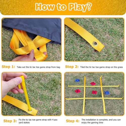 Tic Tac Toe Game - 4 Ft x 4 Ft Giant Bean Bag Toss Tic Tac Toe Outdoor Game for Backyard, Camping, Lawn, Fun Outdoor Games for The Family and Kids - Portable Yard Game Requires No Assembly