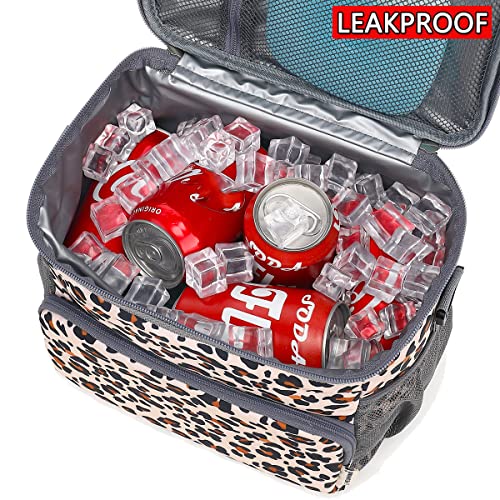 GYEUKHAM Insulated Lunch Bag for Adult/Women/Men, Reusable Lunch Box Cooler Soft Leakproof Tote, Thermal Meal Prep Lunch Pail with Adjustable Shoulder Strap for Picnic/School/Travel/Office, Leopard - color: Leopard-2