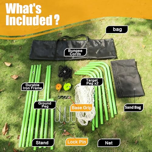 Volleyball Rebounder Net 7x4 Ft, 5-Angle Adjustable Rebounder Net for Practicing Digging, Setting, Spiking, Bounce Back Training Equipment with 2 Target Stripes & Portable Travel Bag for Storage - color: NET102-White Green