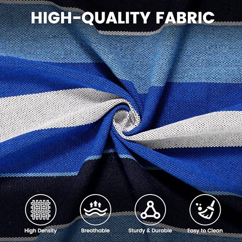 Lazy Daze Hammocks Cotton Fabric Spreader Bar Hammock and 10.5 Ft Wood Arc Hammock Stand Combo, for Indoor, Outdoor,Patio, Backyard, Blue and Cyan - color: Blue and Cyan
