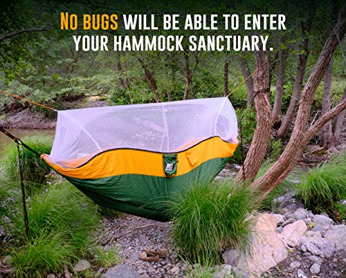 Ryno Tuff X-Large 2 Person Camping Hammock with Mosquito Net - Compact Double Hammock with Bug Net, Pocket, Tree Straps & Heavy Duty Carabiners - Parachute Grade Nylon Can Hold Over 600lbs of Weight - color: Mosquito Net