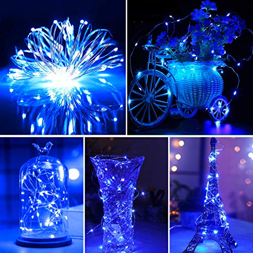 Blingstar USB Powered Fairy Lights, 2 Pack 33Ft 100 LED, Flexible Silver Wire, Mini String Lights for Indoor Christmas Tree/Halloween/Bedroom/Dorm/Party Decoration, Blue - color: Blue