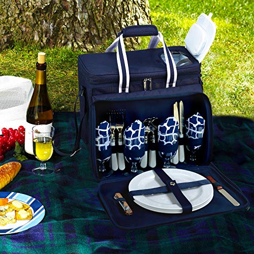 Picnic at Ascot Original Insulated picnic cooler with Service for 4 -Designed & Assembled in the USA