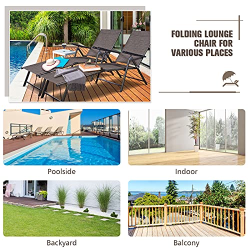 S AFSTAR Patio Chaise Lounges, Outdoor Reclining Lounge Chairs with Adjustable Backrest & Heavy Duty Steel Frame, Recliner Chair for Poolside Lawn Backyard (1)