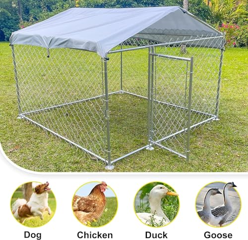 Large Outdoor Dog Kennel, Heavy-Duty Dog Enclosure with Waterproof Cover and Roof, Pet Playpen with for Yard with Cover 6.6'L x 6.6'W x 5.2'H - size: 80.0"L x 80.0"W x 60.0"H
