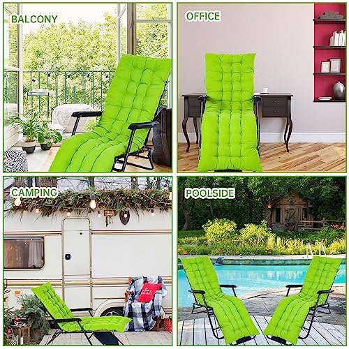 Bucherry 67 x 19 Inch Chaise Lounge Cushions Soft Lounge Chair Cushion Gravity Chair Cushion Sofa Lawn Furniture Cushion Pad with 6 Tie for Outdoor Indoor Patio Home Without Headrest (Green,2 Pcs) - color: Green
