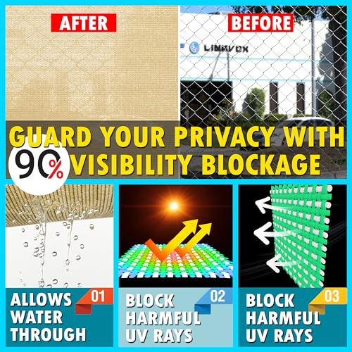 ShadeMart 6' x 12' Fence Privacy Screen Beige Heavy Duty 170 GSM Fencing Mesh Shade Net with Grommets & Zip Ties, 90% Blockage Fence Screen for Balcony Yard Outdoor Garden Pool (We Customize Size) - color: Beige, size: 0 6' x 1 2'
