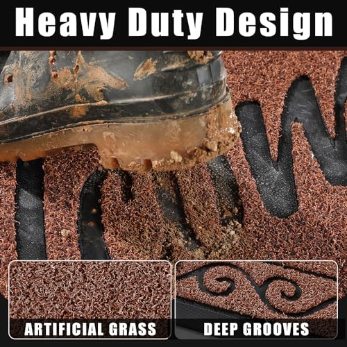 Yimobra Welcome Mat, Heavy Duty Sturdy Door Mats for Home Entrance Outdoor Indoor, Front Doormat for Outside Patio Floor Entry Porch Garage Office, Waterproof, Low Profile, 47 x 24, Maroon - color: Maroon, size: 47x24 Inch