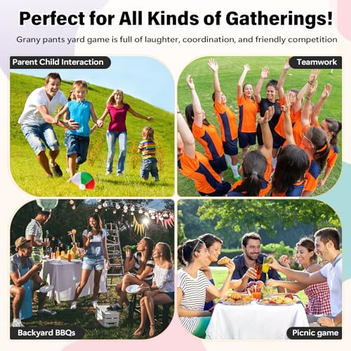 Granny Pants Yard Game for Kids (31.5 in *24 in), 2Pcs Granny Pants Outdoor Games with 10 Bouncy Balls, 2 Pumps & Flags, Granny Pants Game for Family Carnival Party Reunion Gathering (Small) - size: Small