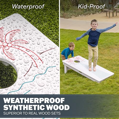 GoSports 4 x 2 ft Commercial Ultra Durable Cornhole Board Set – All-Weather Regulation Size, Ready-to-Play for Family Backyard Games, Tailgates, Outdoor Party, and Venues - color: Palms