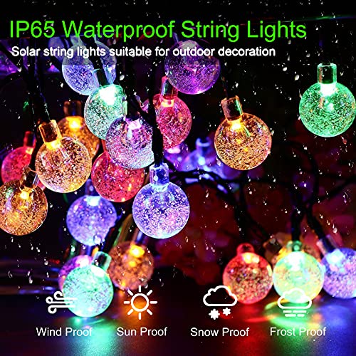 Solar String Lights Outdoor 100 Led 40 Feet Multi-Color Crystal Globe Lights with 8 Lighting Modes, Waterproof Solar Powered Patio Lights for Garden Yard Porch Wedding Party Decoration - color: Multicolor, size: 40ft
