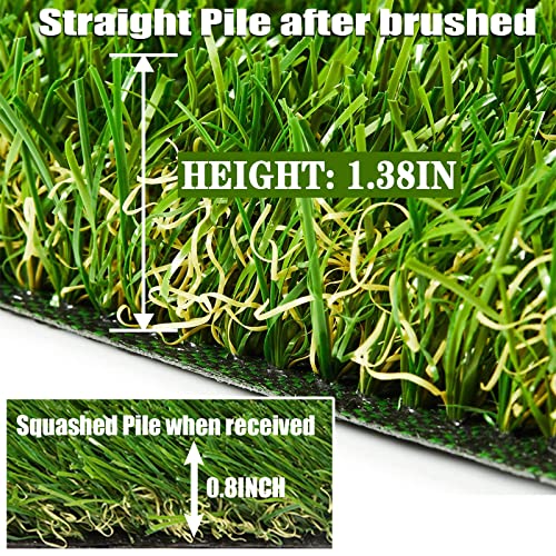 AYOHA Artificial Turf 4 ft x 6 ft with Drainage, 1.38 Inch Realistic Fake Grass Rug Indoor Outdoor Lawn Landscape for Garden, Balcony, Patio, Synthetic Grass Mat for Dogs, Customized - size: 4 ft x 6 ft
